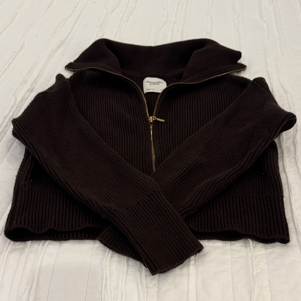Abercrombie & Fitch Dark Brown Zip-Up Sweater